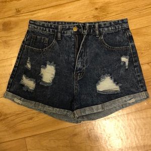 Ripped denim shorts